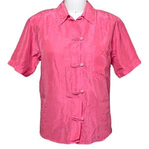 Vintage 90s The Limited Silk Shirt Blouse Collared Pink XS